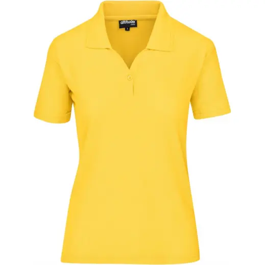 Ladies Basic Pique Golf Shirt Yellow Front